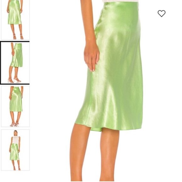Vince Satin Slip Skirt in Lime Green - Picture 1 of 6